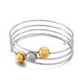 Anillo de espiral minimalista de acero inoxidable multicapa con cuentas de oro y plata - Color Dorado (KLJ5739-Z)