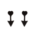 Unique matte black heart and arrow drop stud earrings in geometric 18K gold plated steel - 427 Heart Arrow / Black