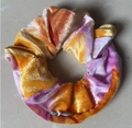 Orange and purple tie-dye velvet scrunchie with hidden zipper pocket for small items - Tie-dye Orange Purple
