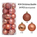 Set di 24 palline di Natale oro rosa da 8cm con finiture lucide, opache e glitterate - 8cm Oro Rosa