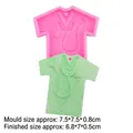 Pink silicone mold for scrub top shaped keychain with stethoscope and heart details - 3# Large Nurse Scrub / Pink