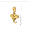 Detailed dimension guide for golden stainless steel elephant pendant with lobster clasp - Elephant Style (YF024)