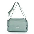 Bolso bandolera de nailon verde con cremalleras multicapa y correa de hombro ajustable - Verde Menta