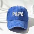 Verwaschene blaue Baseballkappe mit PAPA-Fisch-Stickerei für Outdoor-Sonnenschutz - Einheitsgröße / Königsblau