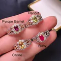 Ringe aus 925er Silber mit Peridot, Rhodolith, Rubin und Citrin im Ovalschliff - Einstellbar Offen / 925 Silber Natur Peridot Ring