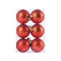 Lot de 6 boules de Noël rouges motif basketball avec attaches dorées en boîte - |ballon De Basket De 6 Cm