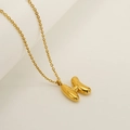 Golden titanium steel necklace with a polished 3D bubble letter H pendant charm - Letter H / Gold