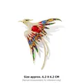 Spilla fenice smaltata colorata in oro con pietra rossa e zirconi cubici, 6,2cm - Smalto Rosso Fenice