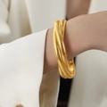 Elegante bracciale elastico a tre strati placcato oro stile serpente da donna al polso - Oro Sottile 1mm