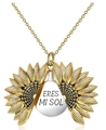 Golden sunflower locket necklace with ERES MI SOL engraving and a vintage matte finish - DIY Engraving / Gold (Alloy)