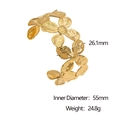 Brazalete ancho de acero inoxidable chapado en oro de 18 quilates con diseño de flores - Dorado