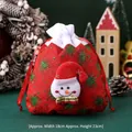 Christmas snowman drawstring gift bag in red canvas with 18x23cm size display - Printed Linen Cartoon Bag - Snowman