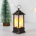 Retro Christmas lantern with angel print and LED candle light for festive table decor - Small Grit Gold Angel