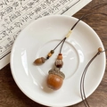 Bohemian acorn pendant necklace with wooden beads and brown rope in vintage hippie style - 18# Natural Large Acorn Style / Brown