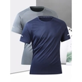 Men's breathable quick-dry sports t-shirts in navy blue and grey with raglan sleeves - S / Grey + Blue