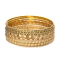 Set mit 8 goldenen Vintage-Schlangenarmbändern mit Wellen- und Reliefstrukturen - 7er-Set / Gold