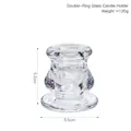 Bougeoir vintage en verre transparent à double anneau avec base de 5,5 cm pour déco - Support de Colonne à Double Anneau