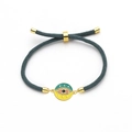 Ρυθμιζόμενο γκρι βραχιόλι evil eye με χρυσό σμάλτο μενταγιόν και λεπτομέρειες ζιργκόν - Σκούρο Γκρι Στρογγυλό Σμάλτο (Στυλ 15)