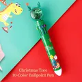 Green Christmas 10-color ballpoint pen with reindeer antlers and festive illustrations - 10 Colors Green Christmas Boy