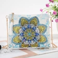 DIY diamond painting crossbody bag with blue mandala crystal art and gold chain strap - Mandala (White) (AA113)