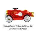 Red lightning vintage race car foil balloon with 000 number, size 93x55cm for party - Vintage Car