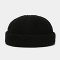 Close-up of black fleece docker hat showing soft sherpa texture and premium stitching - Adjustable / Black