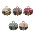 Set of 5 enamel shell pendants with pearls and rhinestones in various pastel colors - 5Pcs Enamel Rhinestone Shell