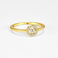 Minimalist gold-plated S925 silver ring featuring circular zircon cluster design - US 6 / 18K Gold (Ring)