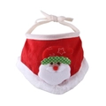 Christmas red plush pet bib with white faux fur trim and 3D Santa Claus applique decor - 3D Santa Claus Plush Bib