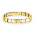 Polished gold stainless steel modular bracelet with embossed star design links - Star / Gold