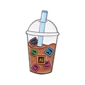 Broche créative en métal tasse de thé aux perles avec icônes de logiciels Adobe - Style Thé au Lait Logiciel (QHXZ2353)