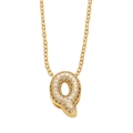 Gold-plated necklace with a sparkling pave cubic zirconia letter Q initial pendant - Letter Q