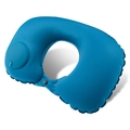 Portable blue inflatable U-shaped travel neck pillow with manual press pump and soft finish - Milk Silk / Neck Pillow / Teal
