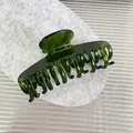 Pinza para el pelo de acetato verde oscuro translúcido con dientes de doble fila - 8.7cm / Verde