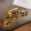 Elegant tortoise shell hair claw clip with amber resin texture and gold metal spring - Brown Tortoiseshell 11cm