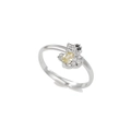 Artistic silver ring with a pear-shaped yellow stone and white zircon accents - Silver (JZ00240 White K)