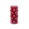 Red Christmas ball set in clear cylinder with matte, glitter and glossy finishes - Red