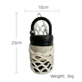 Handmade woven cotton rope cup carrier in cream and black with dimensions 25x10cm - 10*25cm
