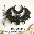 Gothic black bat wooden shelf with crescent moon accent, 30cm wide wall organizer - ms8646 Bat