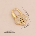 DIY gold heart lock bracelet charm with white and black zircon on copper base - 5# Gold Wheat Lock Pendant