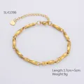 Elegant 18K gold plated stainless steel bracelet with twisted bar links and lobster clasp - SL41086 Twist Bar Link