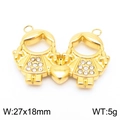 Pendentif couple en acier inoxydable doré avec cœur étincelant et cristaux pour bijoux - Style 3 Or (KLJ8038-Z)