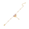 Golden bow bracelet with pink heart crystals and white pearls on a minimalist chain - 2# Bracelet