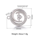 Silver round copper connector with AAA cubic zirconia in crown and fish design - Silver Spiral Round (L0541-B)