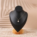 Gold necklace featuring white clover pendant on a mannequin bust for jewelry display - Medium / Black PU Leather