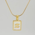 18K gold plated stainless steel Aquarius necklace with rectangle shell pendant - Aquarius