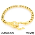 Golden hip-hop snake head chain bracelet, 200x6mm textured stainless steel link jewelry - Luxury Gold Snake Head Bracelet (KB203297-Z)
