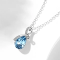 S925 sterling silver necklace with light blue teardrop zircon and ribbon diamond accents - 925 Silver / Blue/Silver