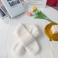 Winter plush scarf for kids in soft white faux fur with crossover design for warmth - Plain White (No Cartoon)