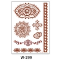 Brown henna tattoo sticker W-299 featuring mandala, heart, and lace patterns on white background - Mandala Heart And Star Pattern (W299-S)